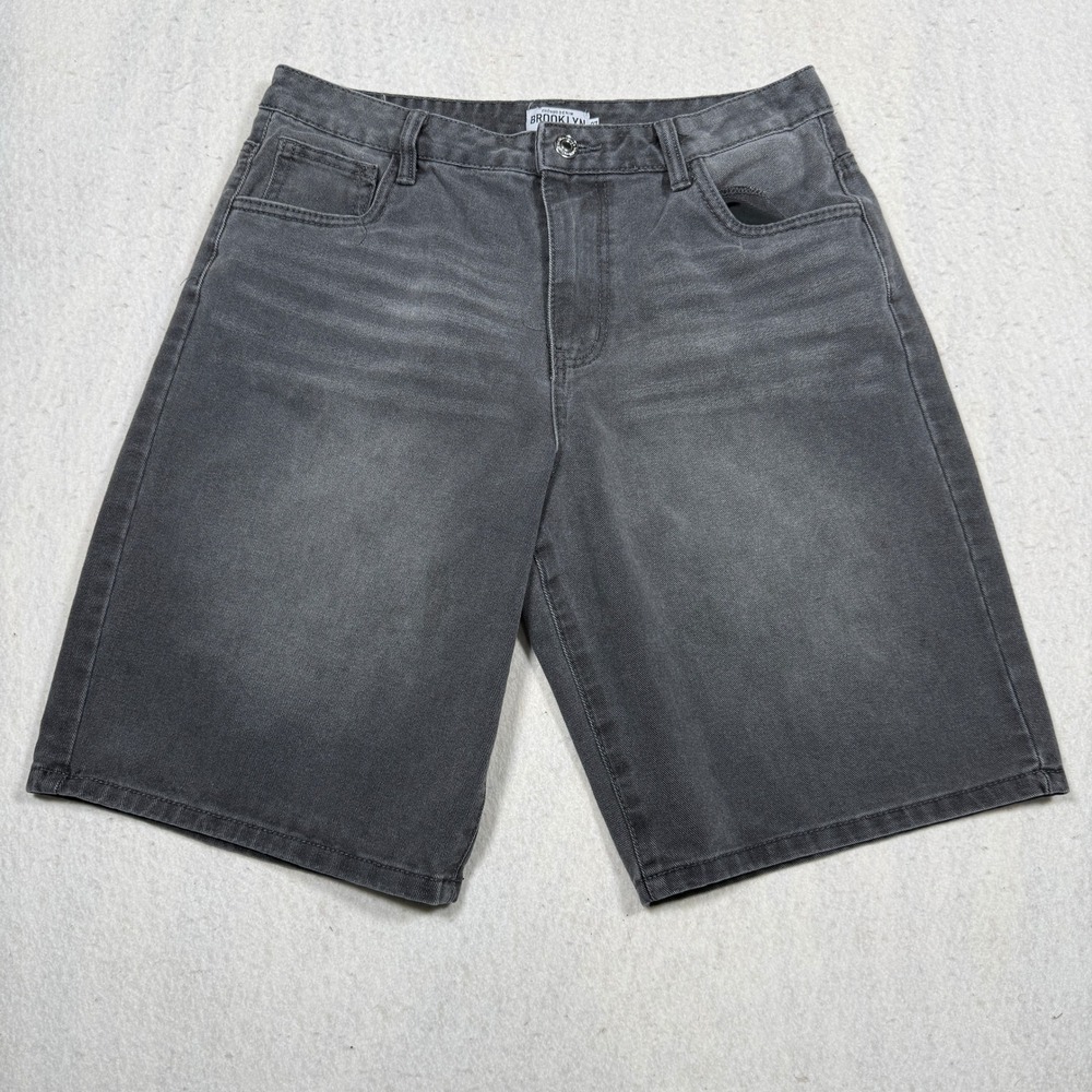 Refuge Denim Brooklyn Grey High Rise Jorts Denim Shorts Size 7 #20-746